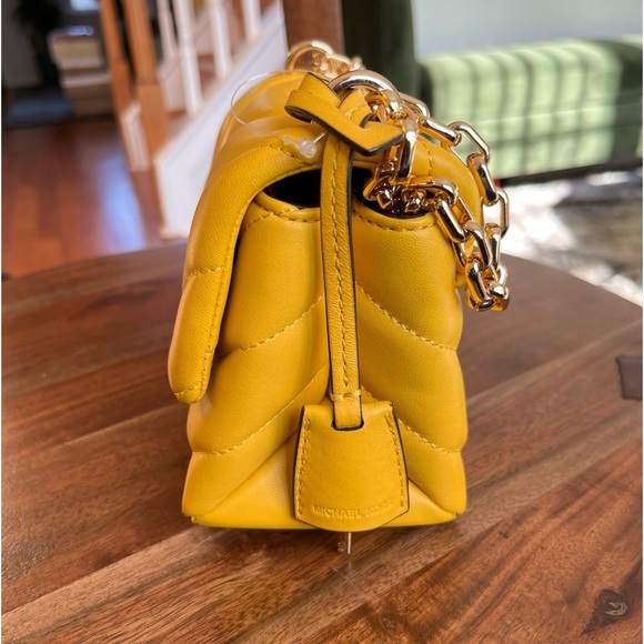 Michael Kors Sunflower Cece Chain Quilted Leather Crossbody Bag Purse - Picture 9 of 15